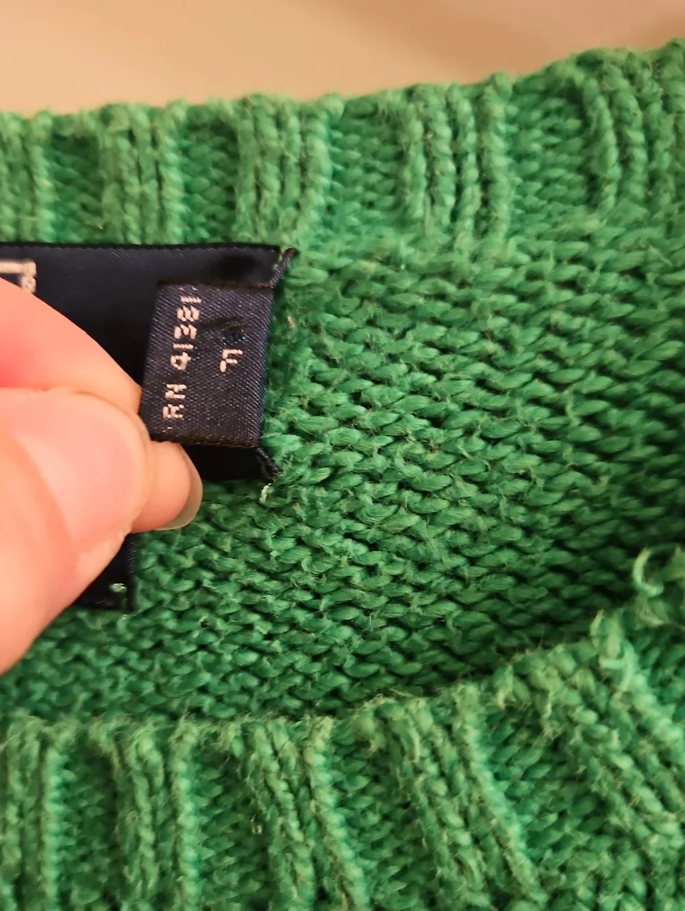 Vintage 80s 90s Polo Ralph Lauren Apple Green Cotton Crewneck, L navy Pony